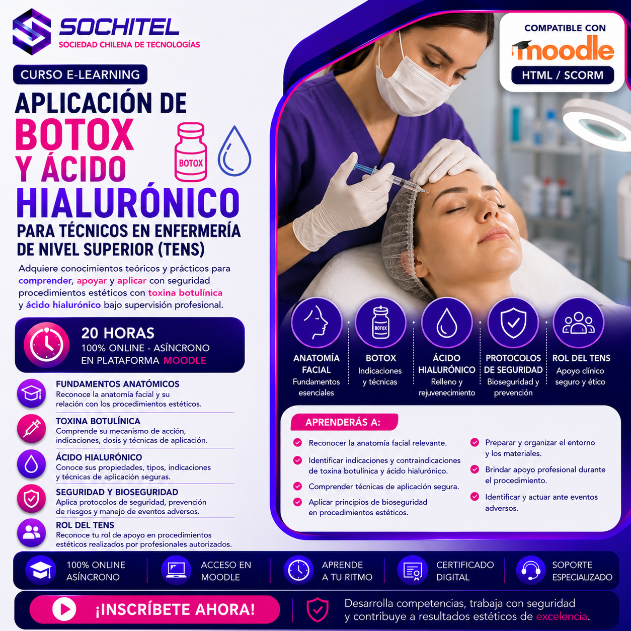 CURSO Aplicación de Botox y Ácido Hialurónico para Técnicos en Enfermería de Nivel Superior (TENS)